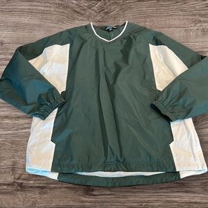 Tri-Mountain Men’s V-Neck Windbreaker Pullover Green White XLarge NWT